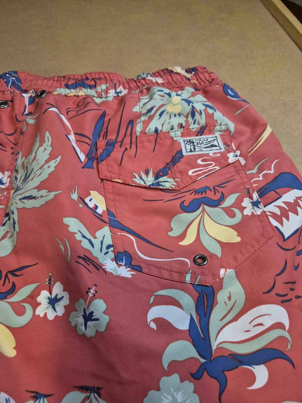 Polo by Ralph Lauren Coral Tropical Print Swim Trunks 4553